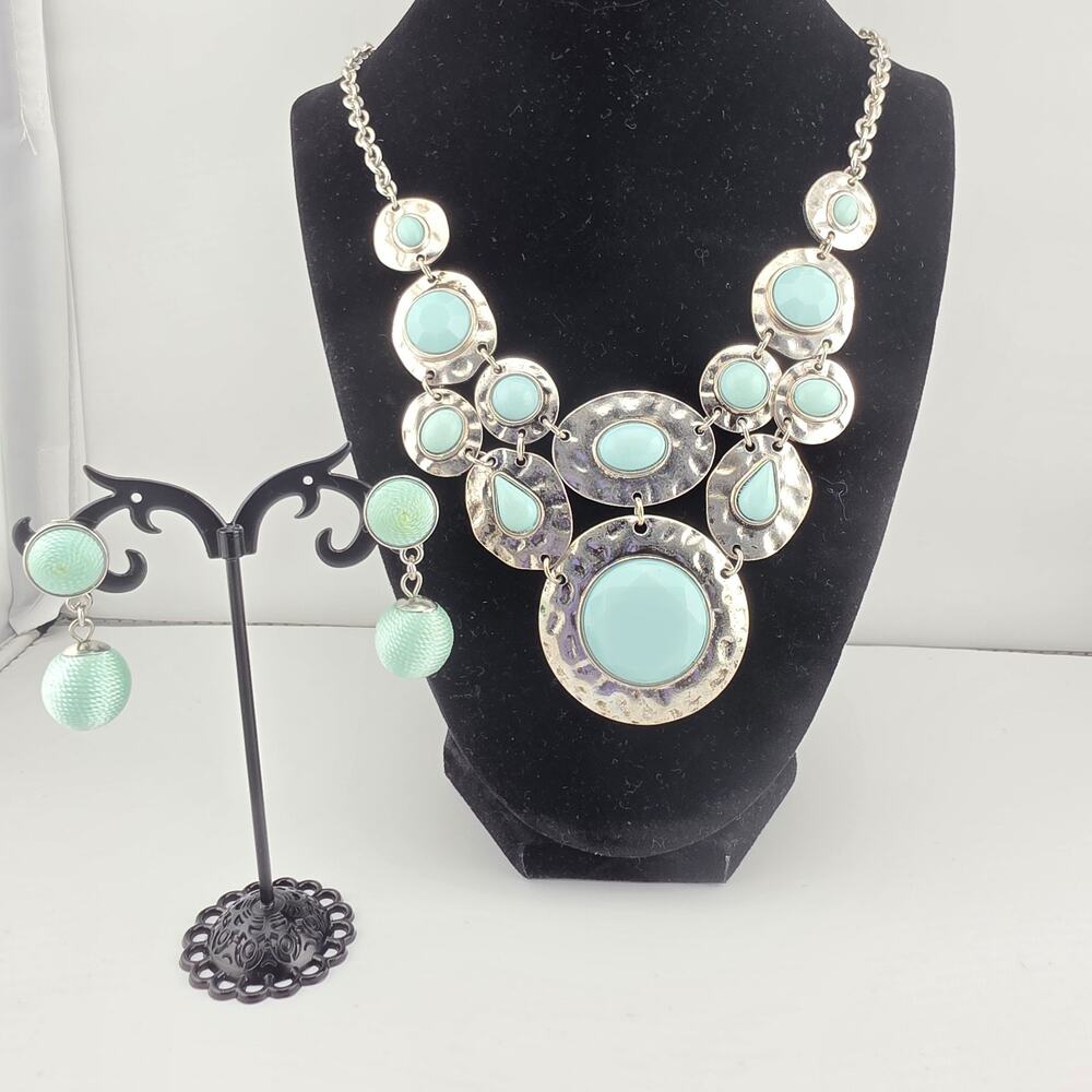 Authentic Signed Ruby Rd Silver Tone & Turquoise Statement Jewelry